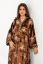 2-PC Embroidered Velvet Shirt with Qlot Trouser VVT-22-05